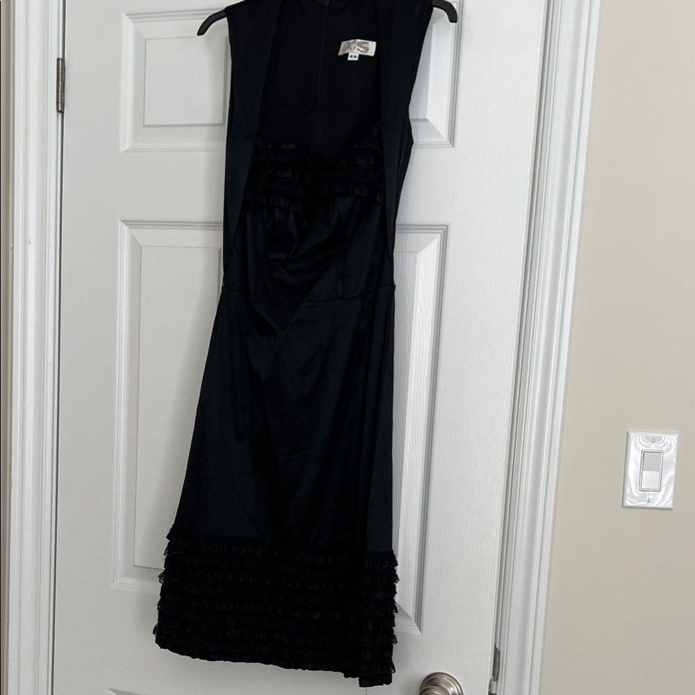 YaYa Black Ruffled Midi Dress